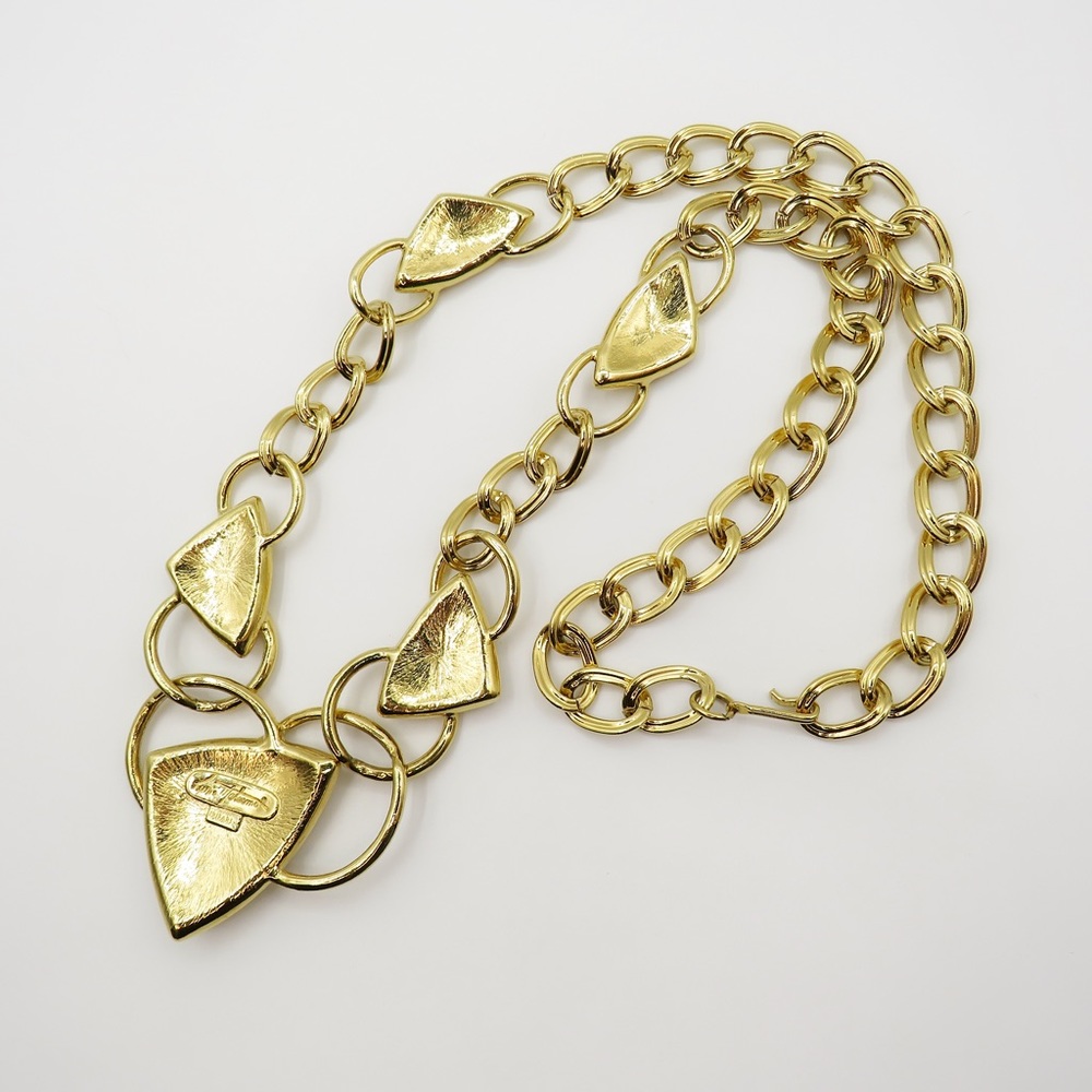 Kunio Matsumoto Trifari TM vintage gold tone enamel chunky necklace & bracelet - Picture 9 of 16